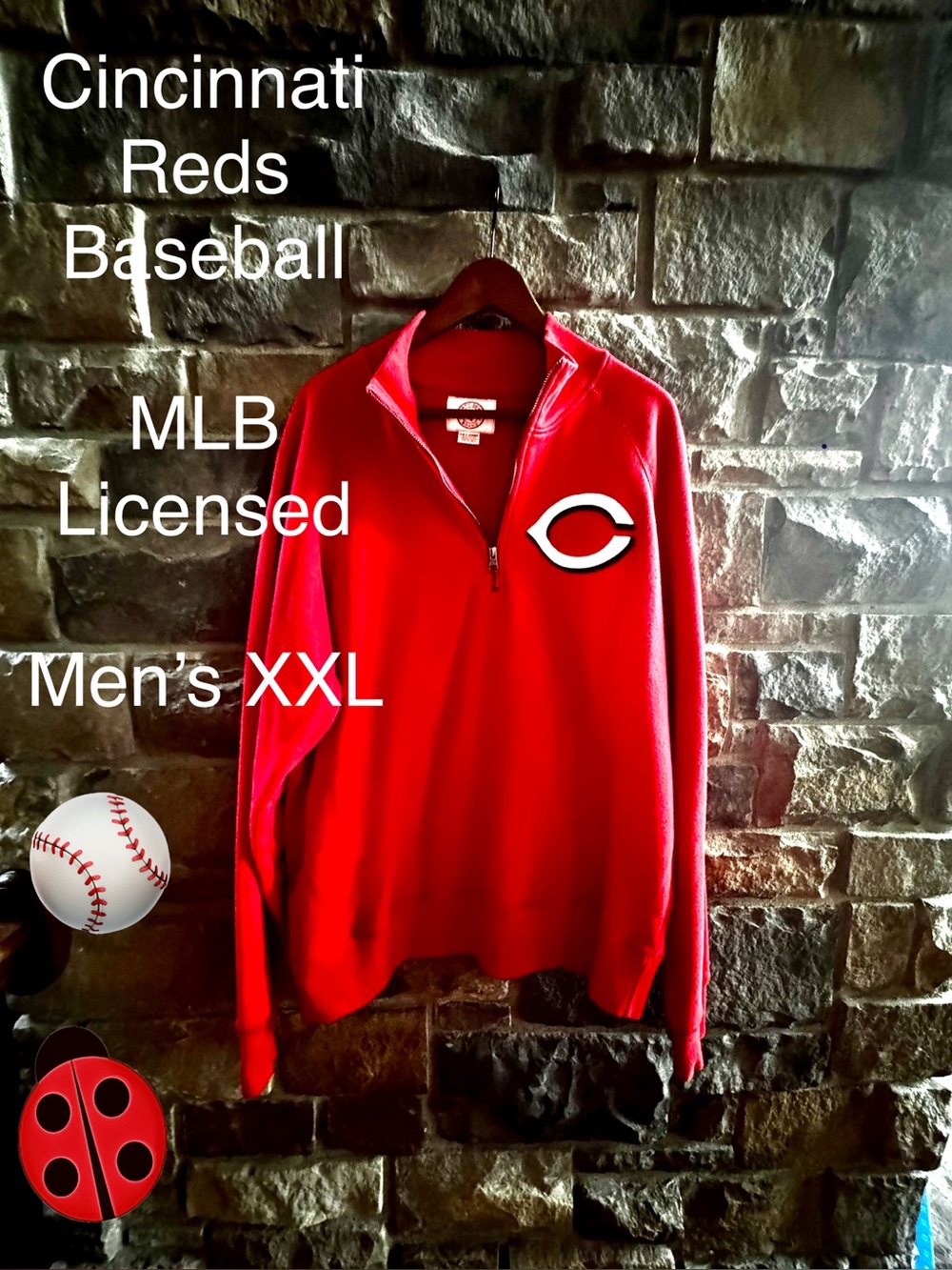 Reds Men's Red Quarter-Zip Sweater - MLB Licensed